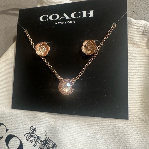 Coach Open Circle Necklace + Tea Rose Stud Set - Picture 5 of 8